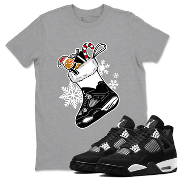 4s White Thunder shirts to match jordans Christmas Sneaker Stocking t shirts to match sneakers Air Jordan 4 Retro White Thunder match shoes to clothes SNRT Sneaker Tees unisex cotton Heather Grey 1 shirts