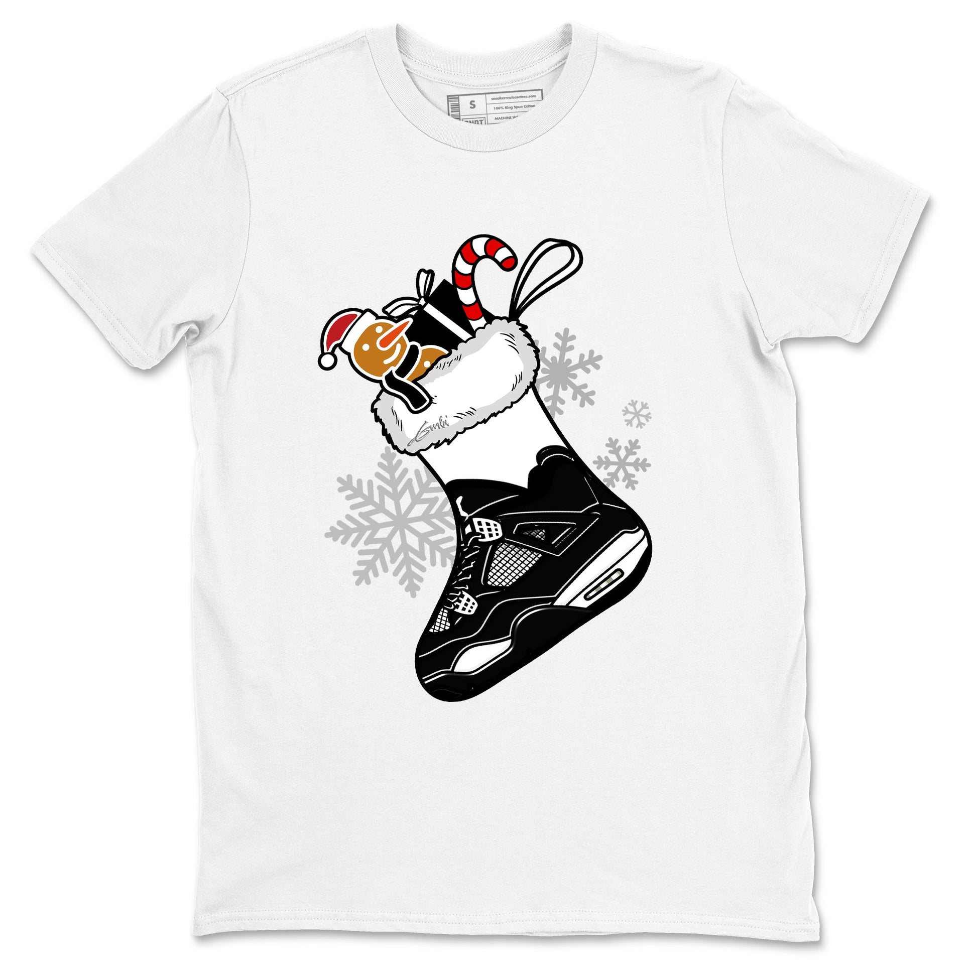 4s White Thunder shirts to match jordans Christmas Sneaker Stocking t shirts to match sneakers Air Jordan 4 Retro White Thunder match shoes to clothes SNRT Sneaker Tees unisex cotton White 2 shirts
