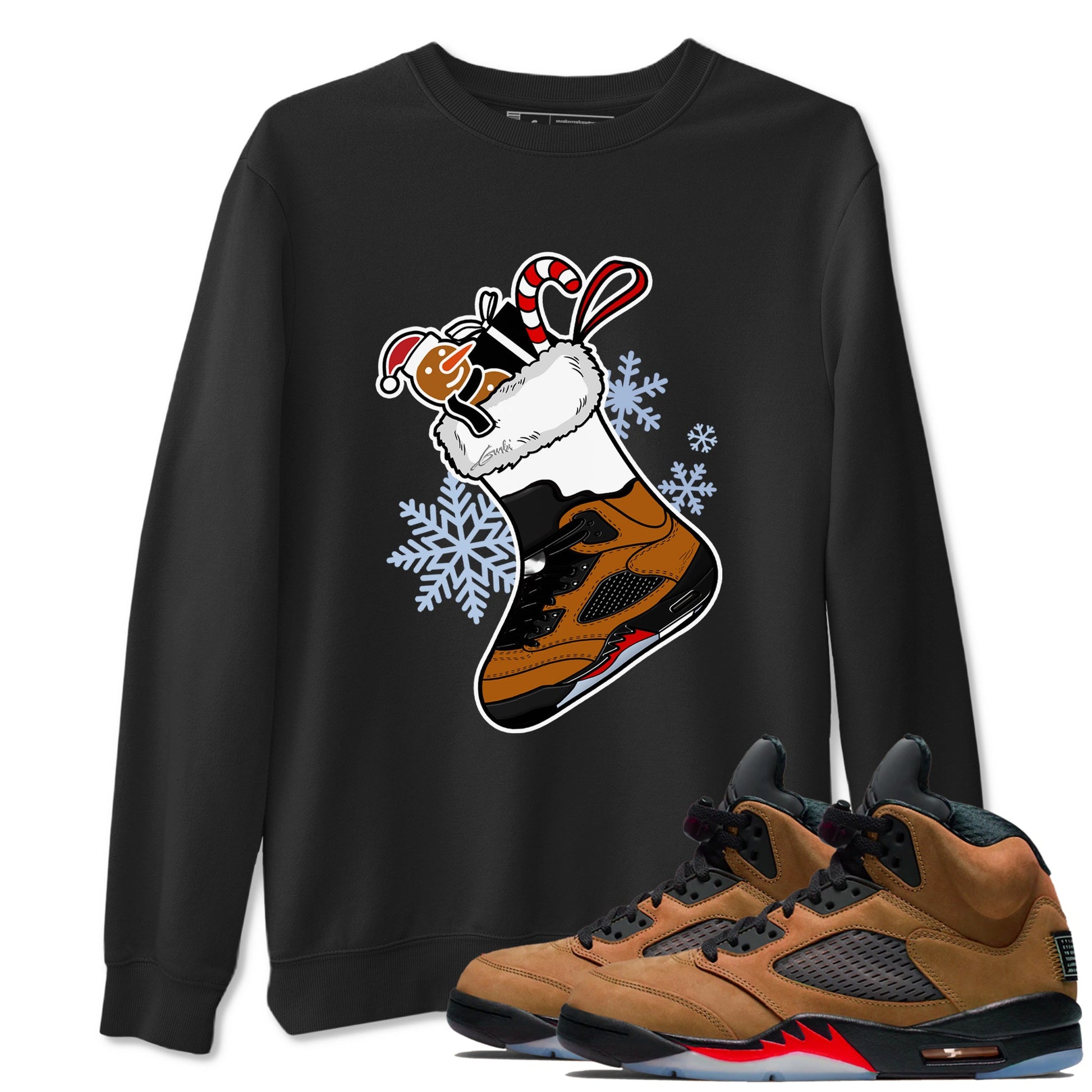 5s Archaeo Brown shirts to match jordans Christmas Sneaker Stocking t shirts to match sneakers Air Jordan 5 Archaeo Brown match shoes to clothes SNRT Sneaker Tees unisex cotton Black 1 shirts