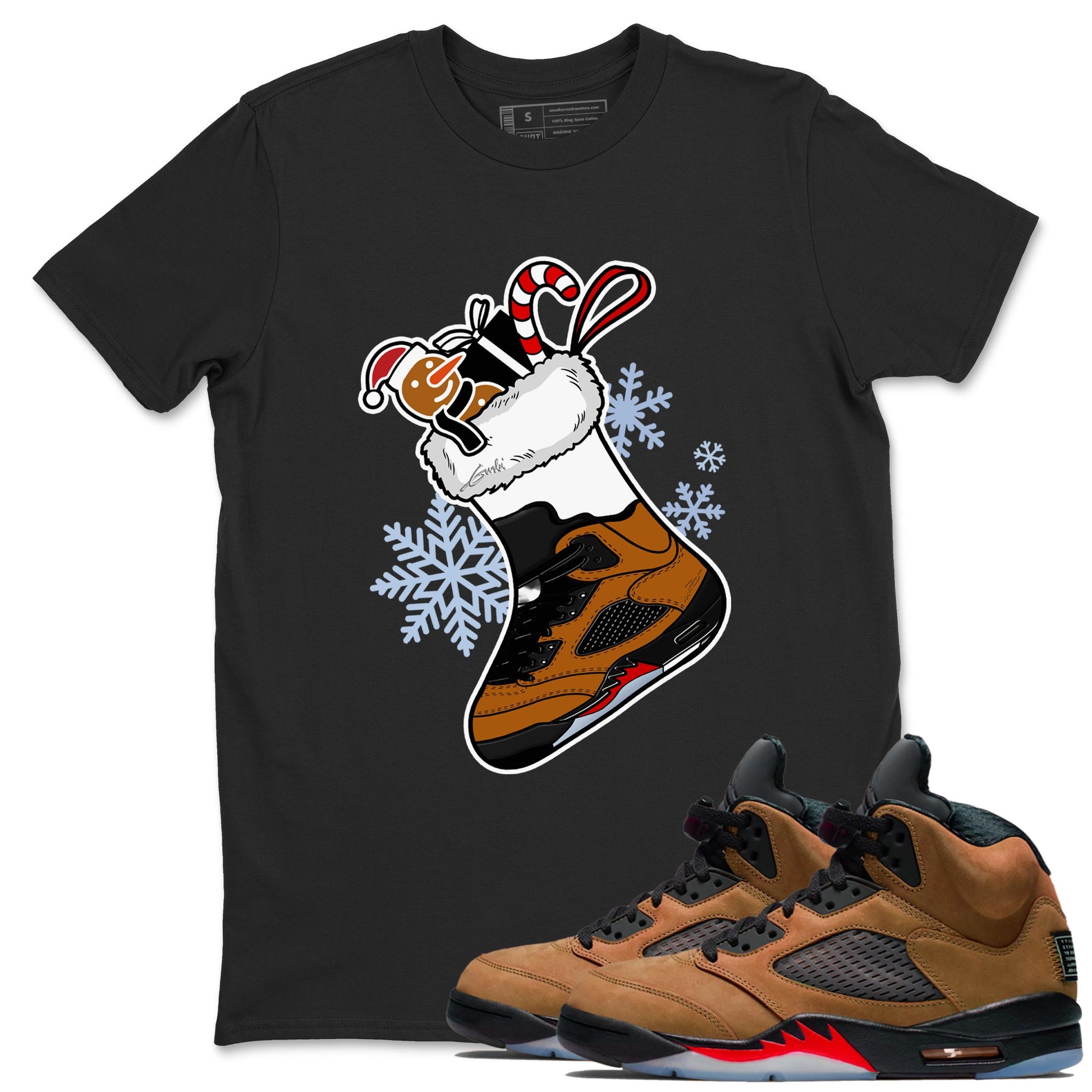 5s Archaeo Brown shirts to match jordans Christmas Sneaker Stocking t shirts to match sneakers Air Jordan 5 Archaeo Brown match shoes to clothes SNRT Sneaker Tees unisex cotton Black 1 shirts