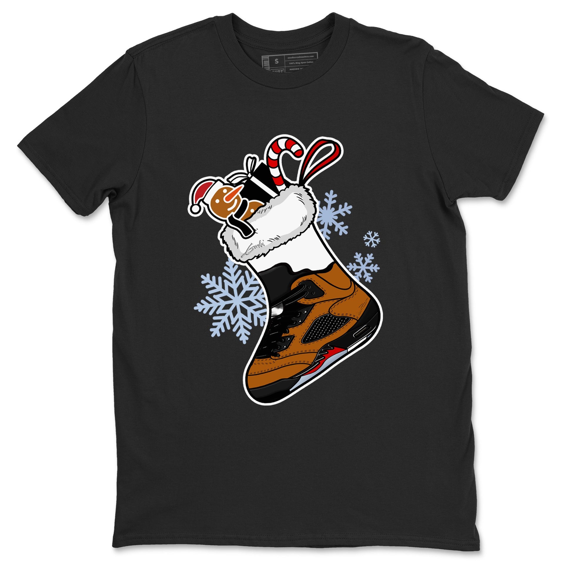 5s Archaeo Brown shirts to match jordans Christmas Sneaker Stocking t shirts to match sneakers Air Jordan 5 Archaeo Brown match shoes to clothes SNRT Sneaker Tees unisex cotton Black 2 shirts