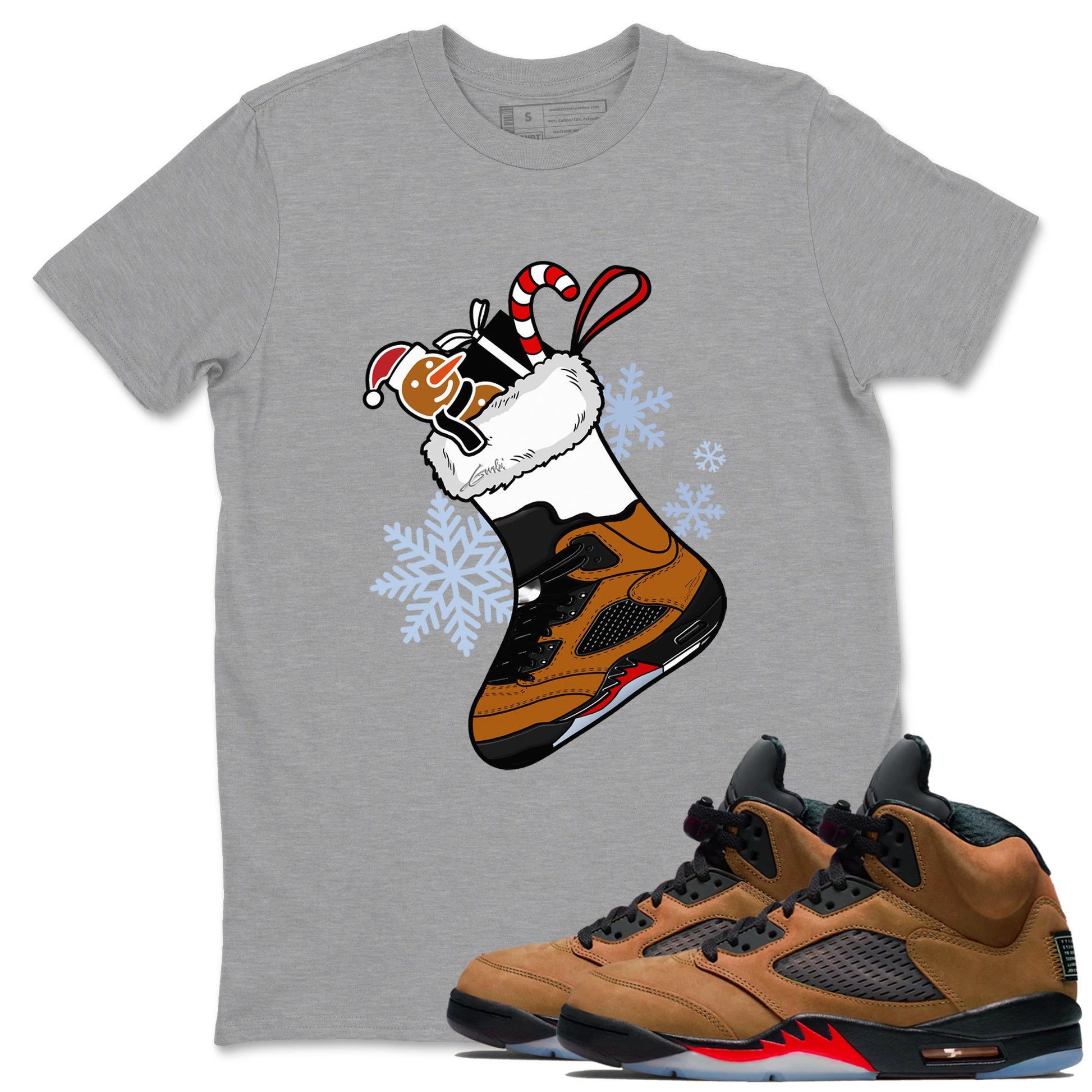 5s Archaeo Brown shirts to match jordans Christmas Sneaker Stocking t shirts to match sneakers Air Jordan 5 Archaeo Brown match shoes to clothes SNRT Sneaker Tees unisex cotton Heather Grey 1 shirts