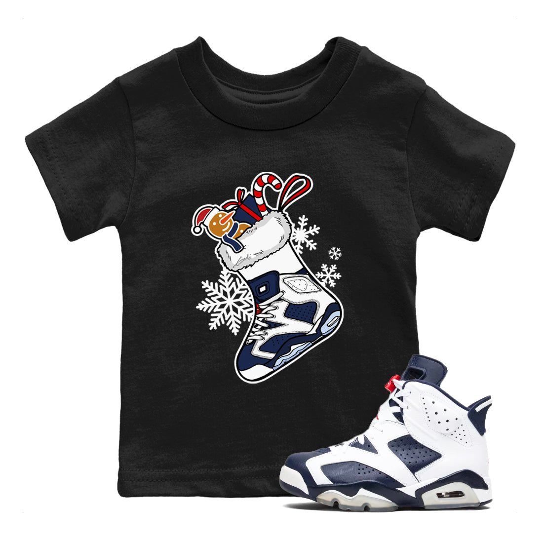 6s White And Midnight Navy shirts to match jordans Christmas Sneaker Stocking t shirts to match sneakers Air Jordan 6 Retro White And Midnight Navy match shoes to clothes SNRT Sneaker Tees Youth Baby Black 1 tee