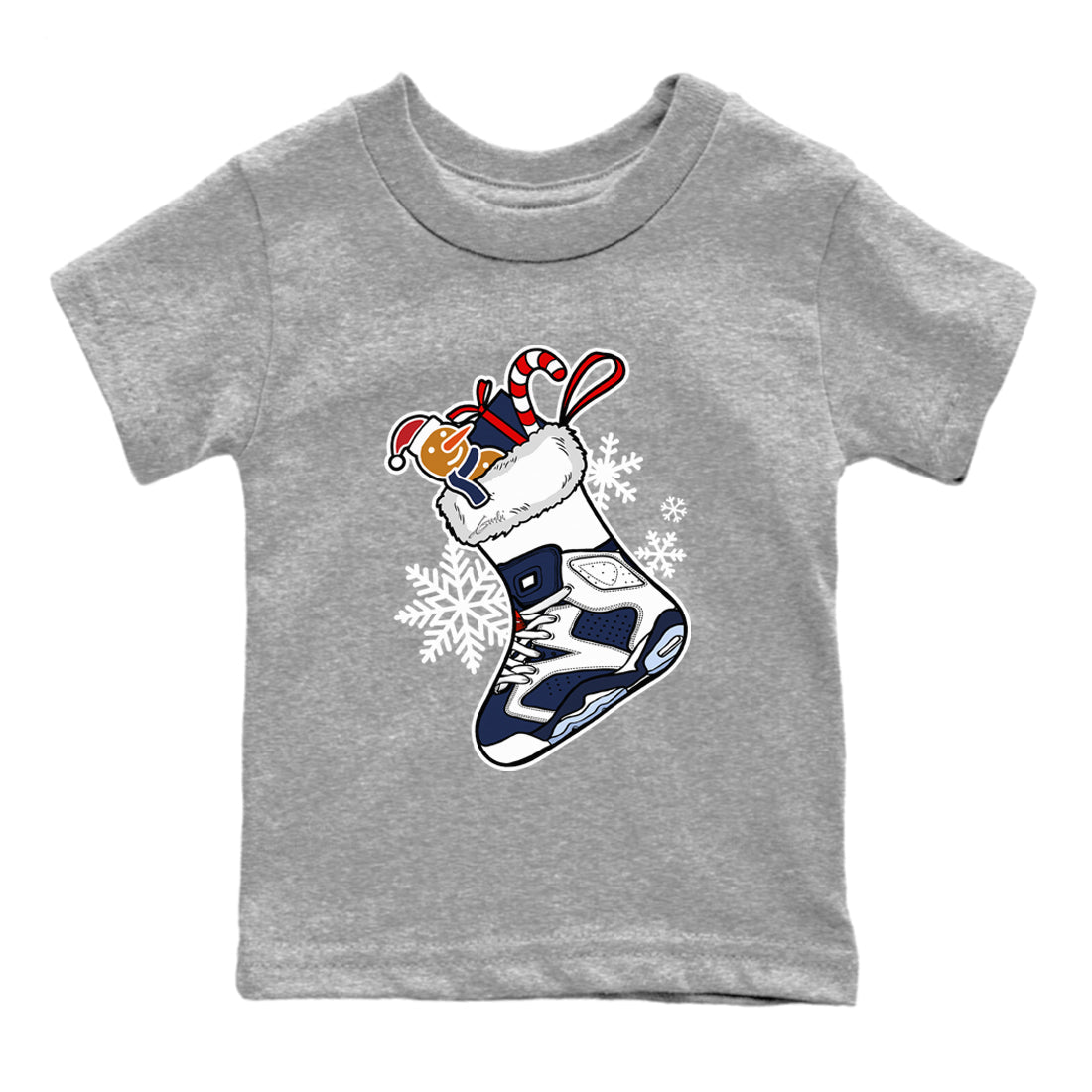 6s White And Midnight Navy shirts to match jordans Christmas Sneaker Stocking t shirts to match sneakers Air Jordan 6 Retro White And Midnight Navy match shoes to clothes SNRT Sneaker Tees Youth Baby Heather Grey 2 tee