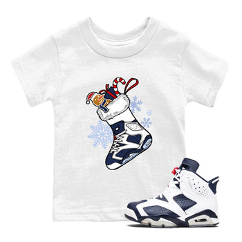 6s White And Midnight Navy shirts to match jordans Christmas Sneaker Stocking t shirts to match sneakers Air Jordan 6 Retro White And Midnight Navy match shoes to clothes SNRT Sneaker Tees Youth Baby White 1 tee