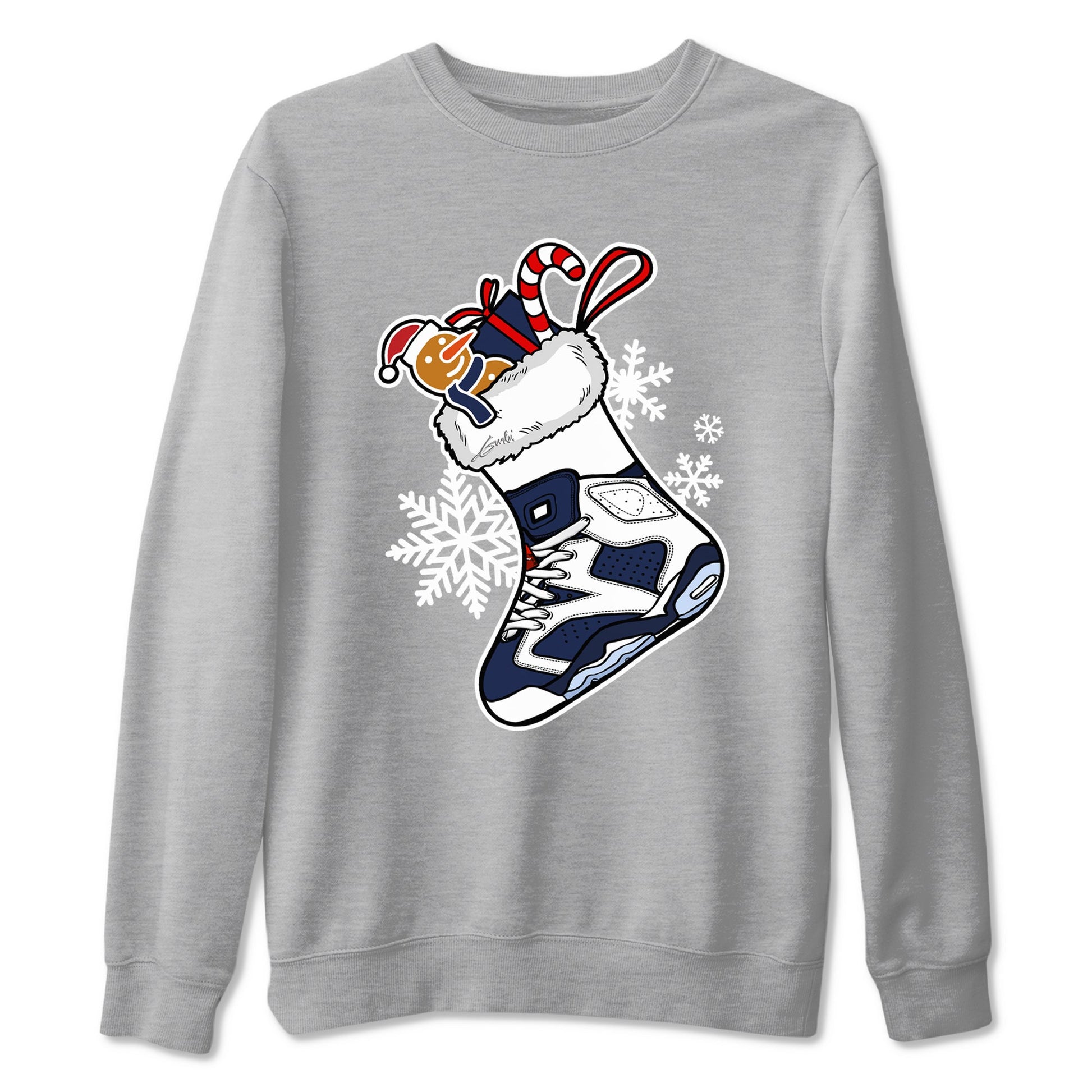 6s White And Midnight Navy shirts to match jordans Christmas Sneaker Stocking t shirts to match sneakers Air Jordan 6 Retro White And Midnight Navy match shoes to clothes SNRT Sneaker Tees unisex cotton Heather Grey 2 shirts