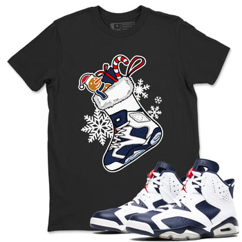 6s White And Midnight Navy shirts to match jordans Christmas Sneaker Stocking t shirts to match sneakers Air Jordan 6 Retro White And Midnight Navy match shoes to clothes SNRT Sneaker Tees unisex cotton Black 1 shirts