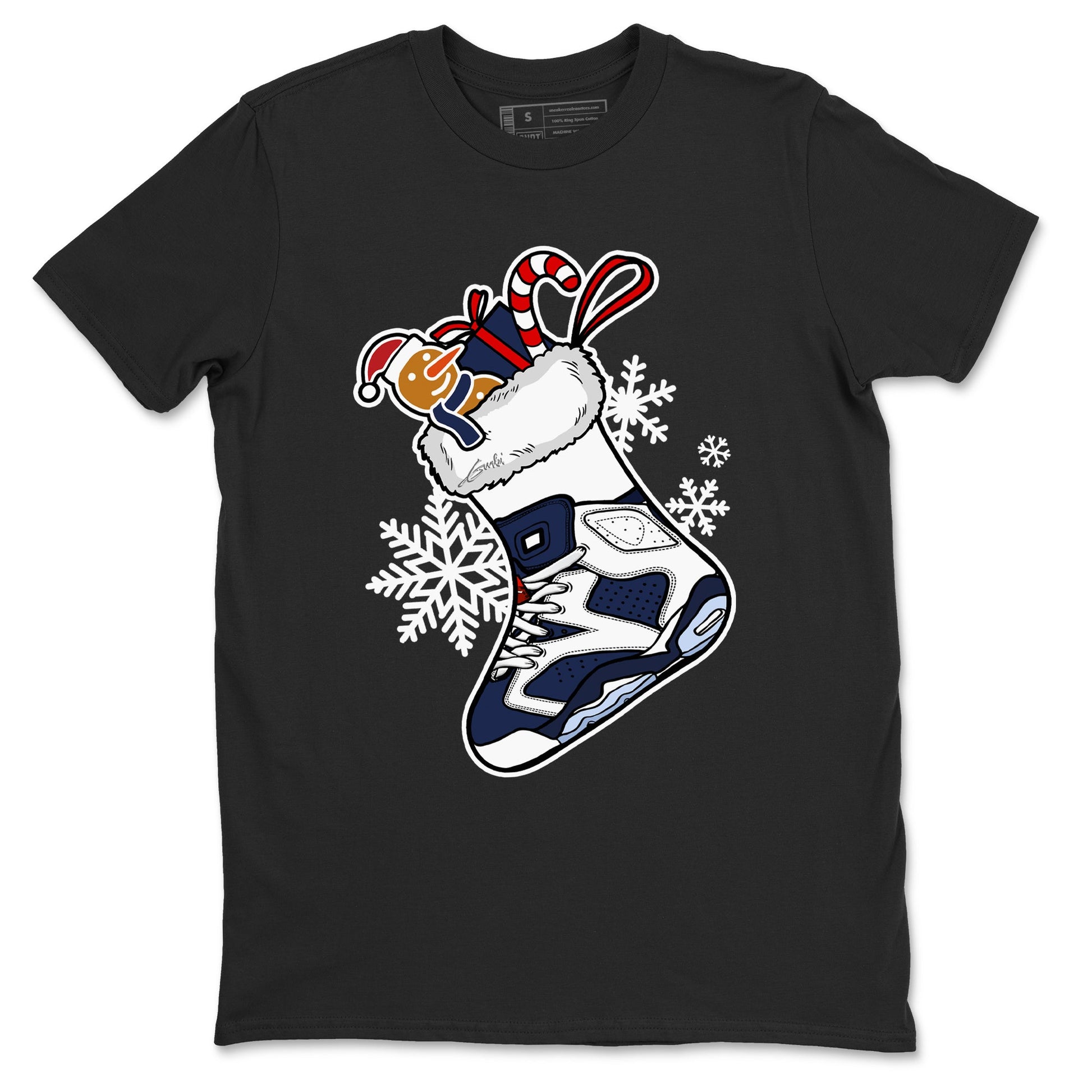 6s White And Midnight Navy shirts to match jordans Christmas Sneaker Stocking t shirts to match sneakers Air Jordan 6 Retro White And Midnight Navy match shoes to clothes SNRT Sneaker Tees unisex cotton Black 2 shirts