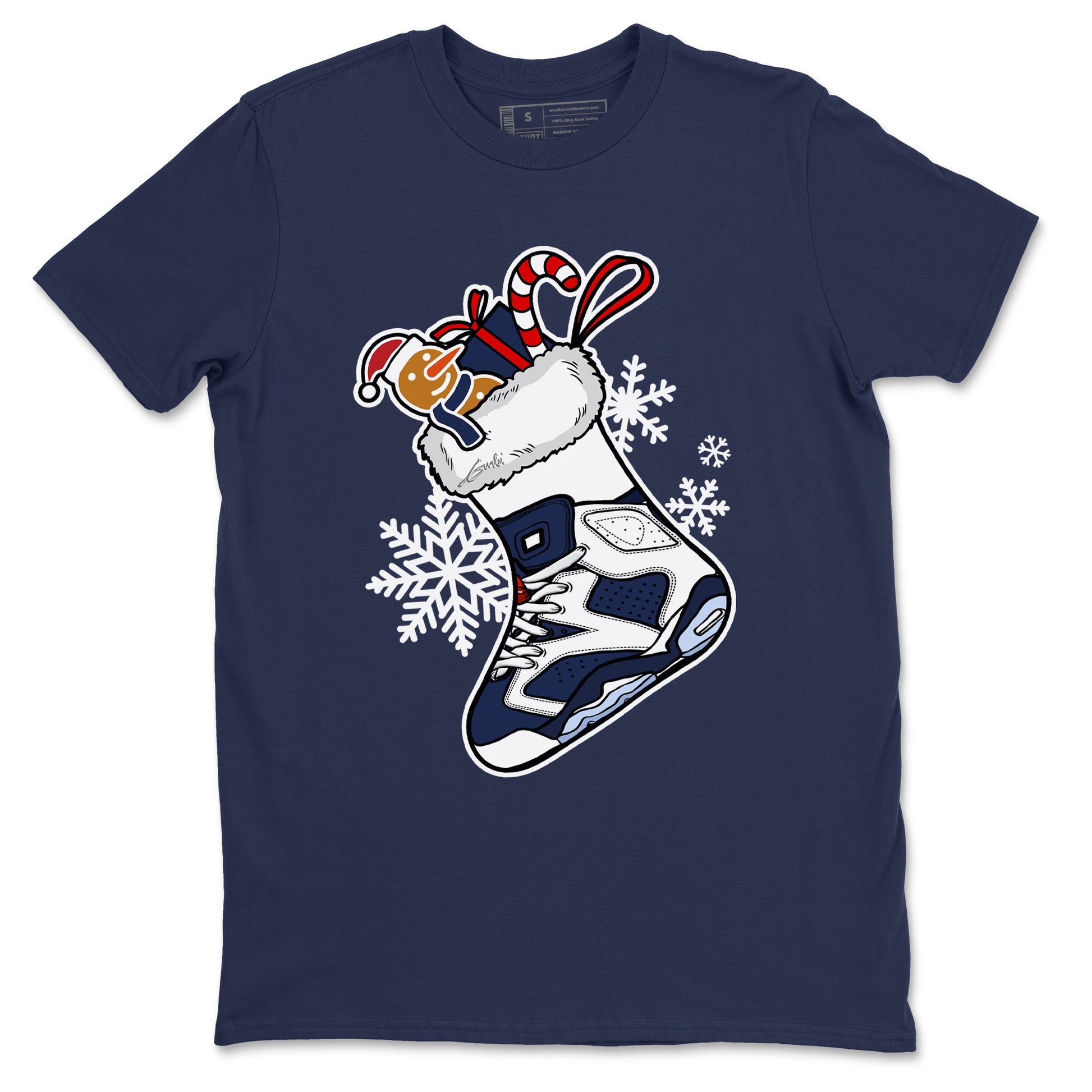 6s White And Midnight Navy shirts to match jordans Christmas Sneaker Stocking t shirts to match sneakers Air Jordan 6 Retro White And Midnight Navy match shoes to clothes SNRT Sneaker Tees unisex cotton Navy 2 shirts