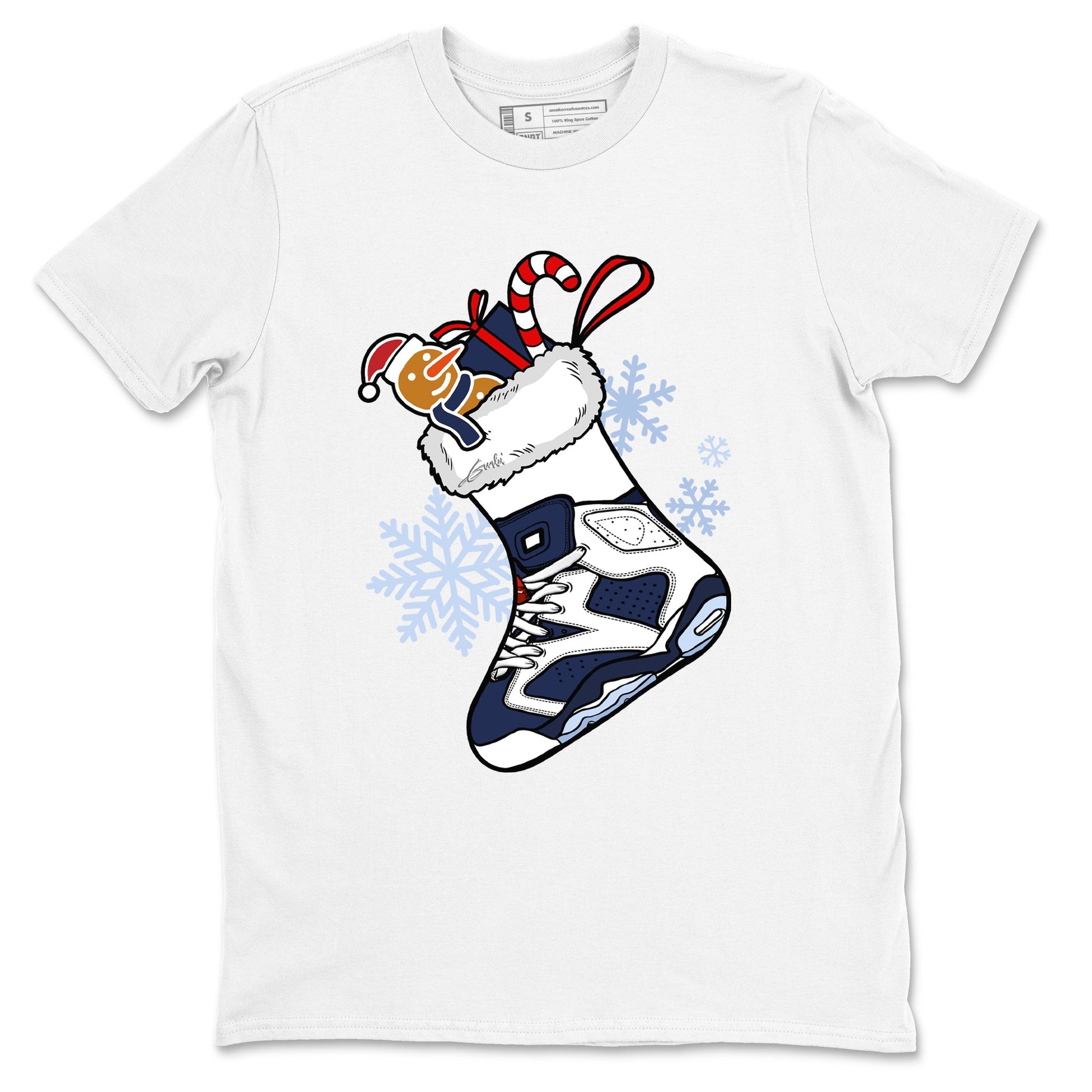 6s White And Midnight Navy shirts to match jordans Christmas Sneaker Stocking t shirts to match sneakers Air Jordan 6 Retro White And Midnight Navy match shoes to clothes SNRT Sneaker Tees unisex cotton White 2 shirts