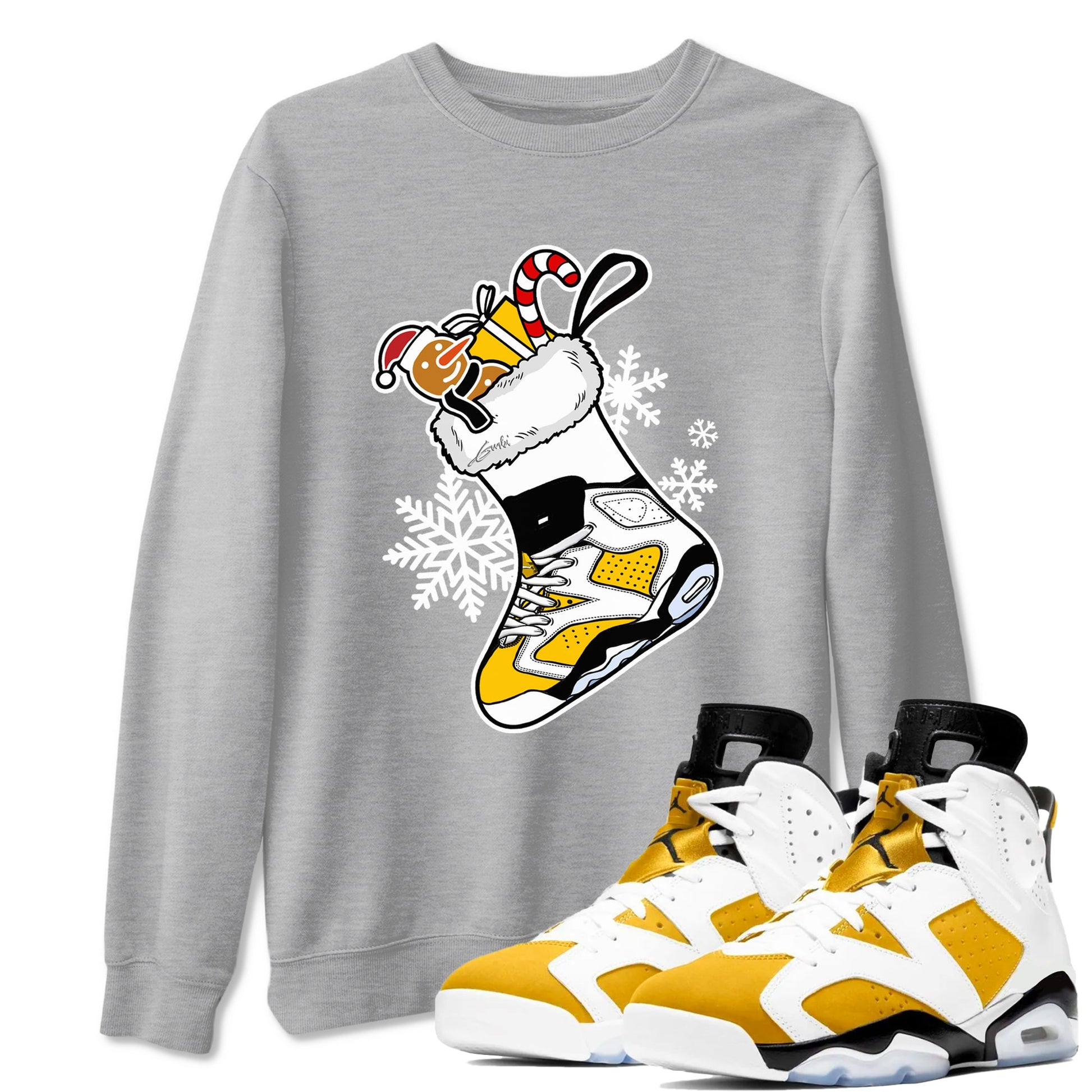 6s Yellow Ochre shirts to match jordans Christmas Sneaker Stocking t shirts to match sneakers Air Jordan 6 Retro Yellow Ochre match shoes to clothes SNRT Sneaker Tees unisex cotton Heather Grey 1 shirts