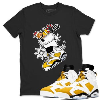 6s Yellow Ochre shirts to match jordans Christmas Sneaker Stocking t shirts to match sneakers Air Jordan 6 Retro Yellow Ochre match shoes to clothes SNRT Sneaker Tees unisex cotton Black 1 shirts