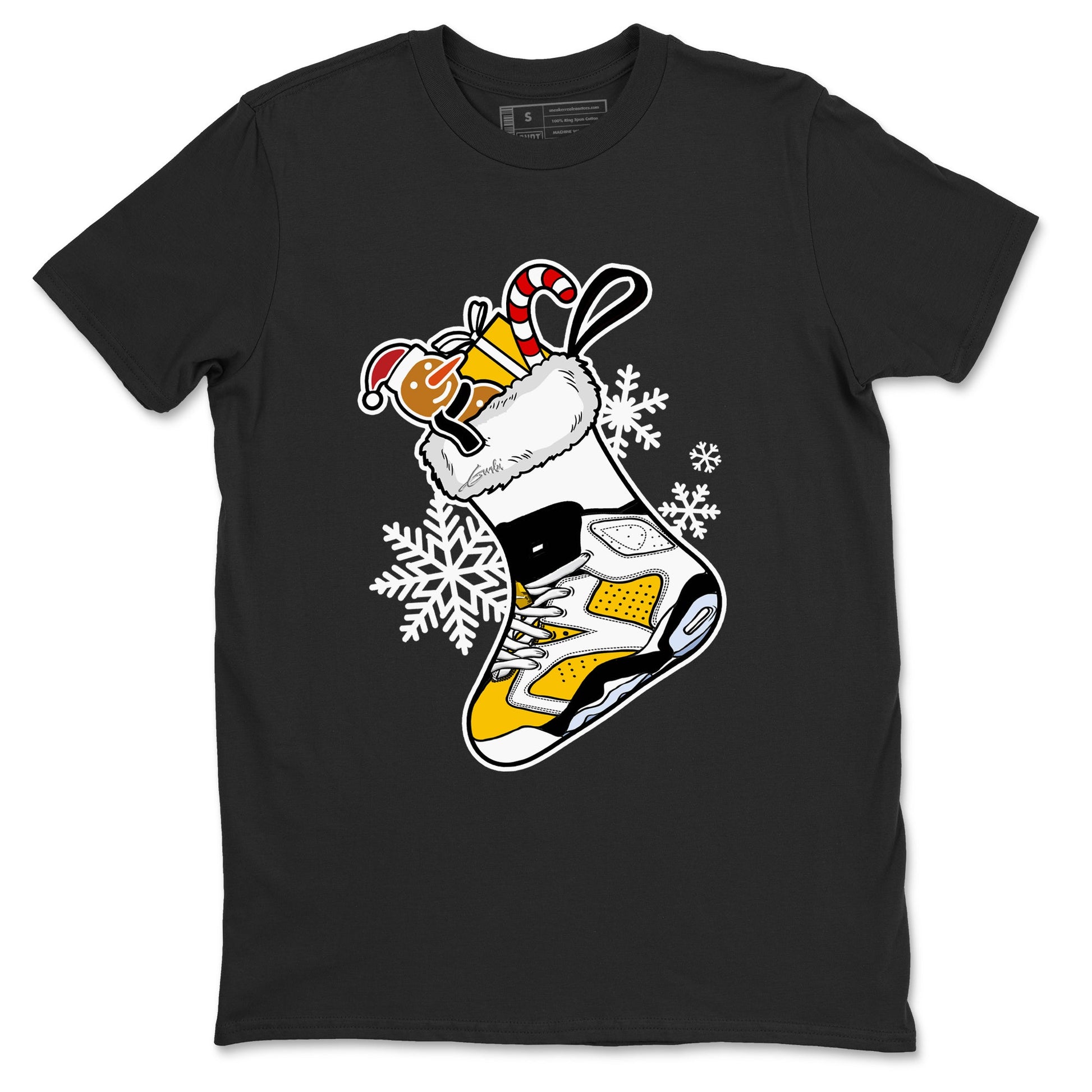 6s Yellow Ochre shirts to match jordans Christmas Sneaker Stocking t shirts to match sneakers Air Jordan 6 Retro Yellow Ochre match shoes to clothes SNRT Sneaker Tees unisex cotton Black 2 shirts
