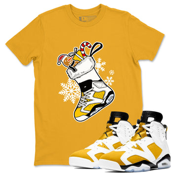 6s Yellow Ochre shirts to match jordans Christmas Sneaker Stocking t shirts to match sneakers Air Jordan 6 Retro Yellow Ochre match shoes to clothes SNRT Sneaker Tees unisex cotton Gold 1 shirts