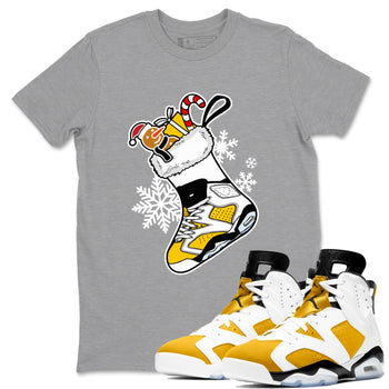 6s Yellow Ochre shirts to match jordans Christmas Sneaker Stocking t shirts to match sneakers Air Jordan 6 Retro Yellow Ochre match shoes to clothes SNRT Sneaker Tees unisex cotton Heather Grey 1 shirts