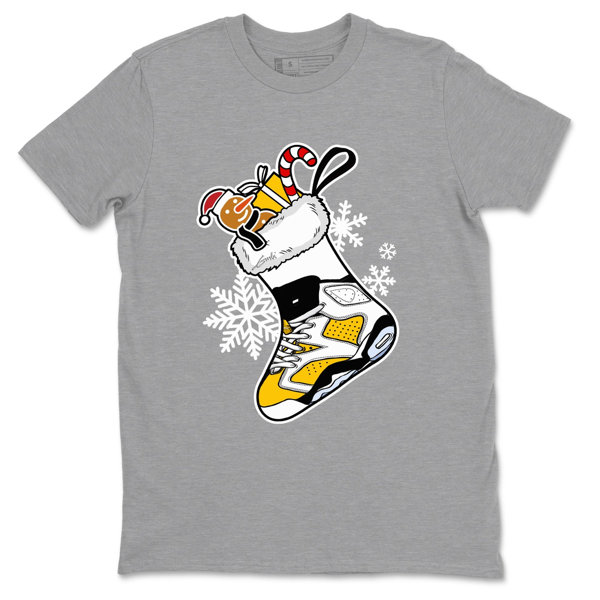 6s Yellow Ochre shirts to match jordans Christmas Sneaker Stocking t shirts to match sneakers Air Jordan 6 Retro Yellow Ochre match shoes to clothes SNRT Sneaker Tees unisex cotton Heather Grey 2 shirts