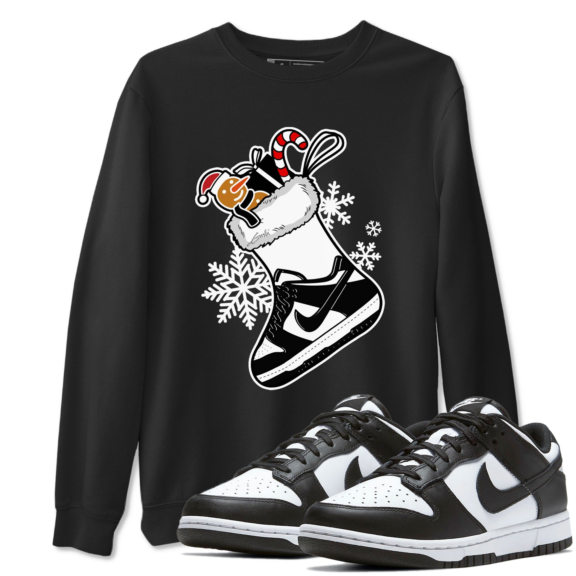 Dunk Low Retro Panda shirts to match jordans Christmas Sneaker Stocking t shirts to match sneakers Dunk White Black Panda match shoes to clothes SNRT Sneaker Tees unisex cotton Black 1 shirts