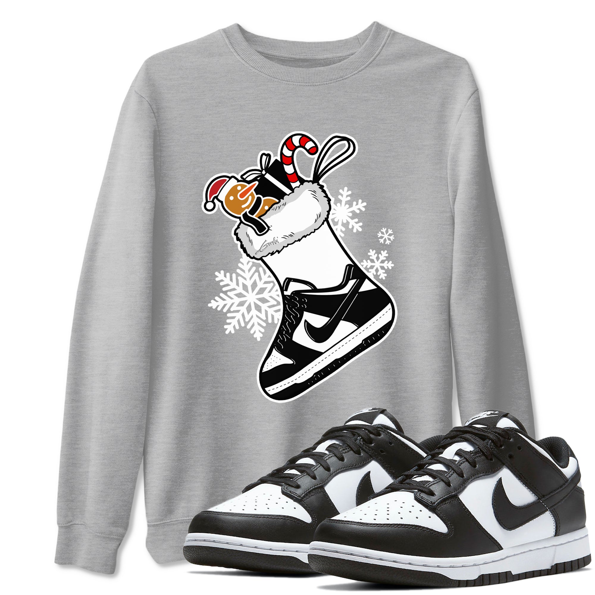 Dunk Low Retro Panda shirts to match jordans Christmas Sneaker Stocking t shirts to match sneakers Dunk White Black Panda match shoes to clothes SNRT Sneaker Tees unisex cotton Heather Grey 1 shirts