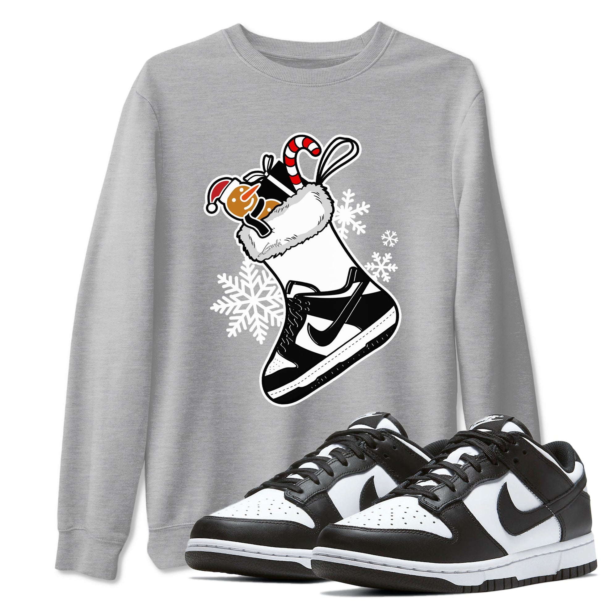 Dunk Low Retro Panda shirts to match jordans Christmas Sneaker Stocking t shirts to match sneakers Dunk White Black Panda match shoes to clothes SNRT Sneaker Tees unisex cotton Heather Grey 1 shirts