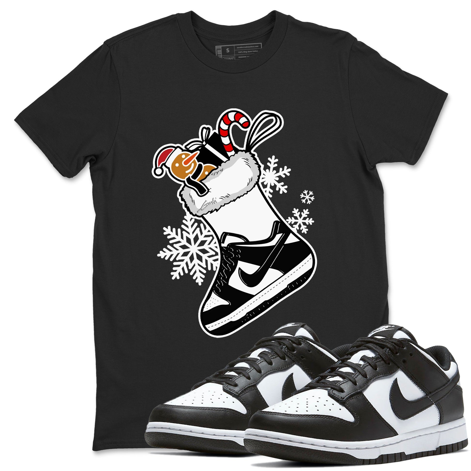 Dunk Low Retro Panda shirts to match jordans Christmas Sneaker Stocking t shirts to match sneakers Dunk White Black Panda match shoes to clothes SNRT Sneaker Tees unisex cotton Black 1 shirts