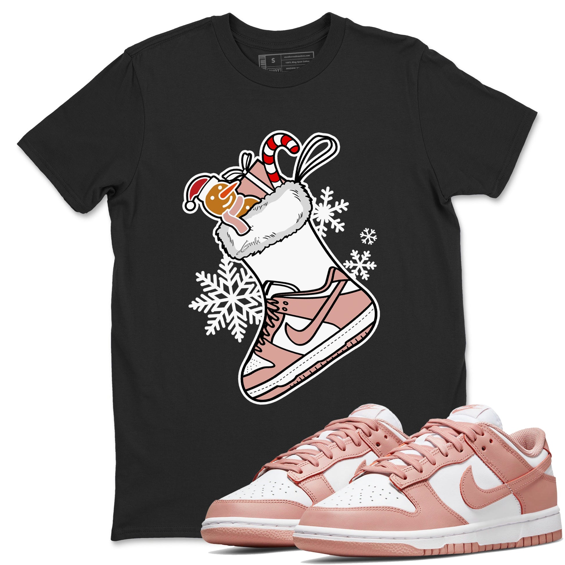 WMNS Dunk Rose Whisper shirts to match jordans Christmas Sneaker Stocking t shirts to match sneakers Dunk Rose Whisper match shoes to clothes SNRT Sneaker Tees unisex cotton Black 1 shirts