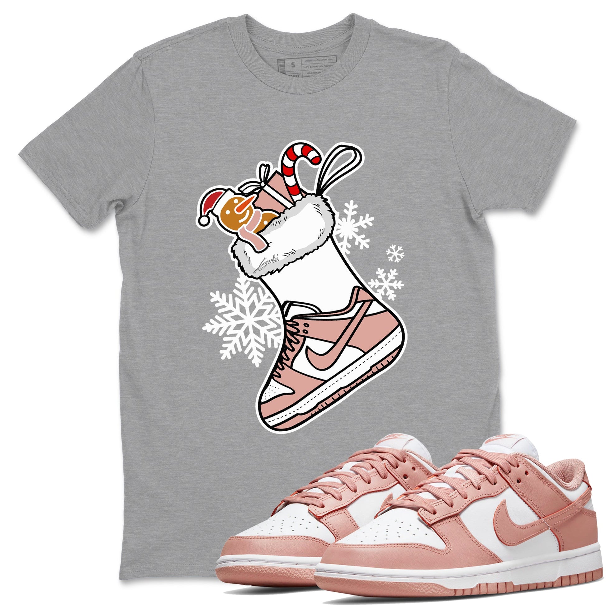 WMNS Dunk Rose Whisper shirts to match jordans Christmas Sneaker Stocking t shirts to match sneakers Dunk Rose Whisper match shoes to clothes SNRT Sneaker Tees unisex cotton Heather Grey 1 shirts