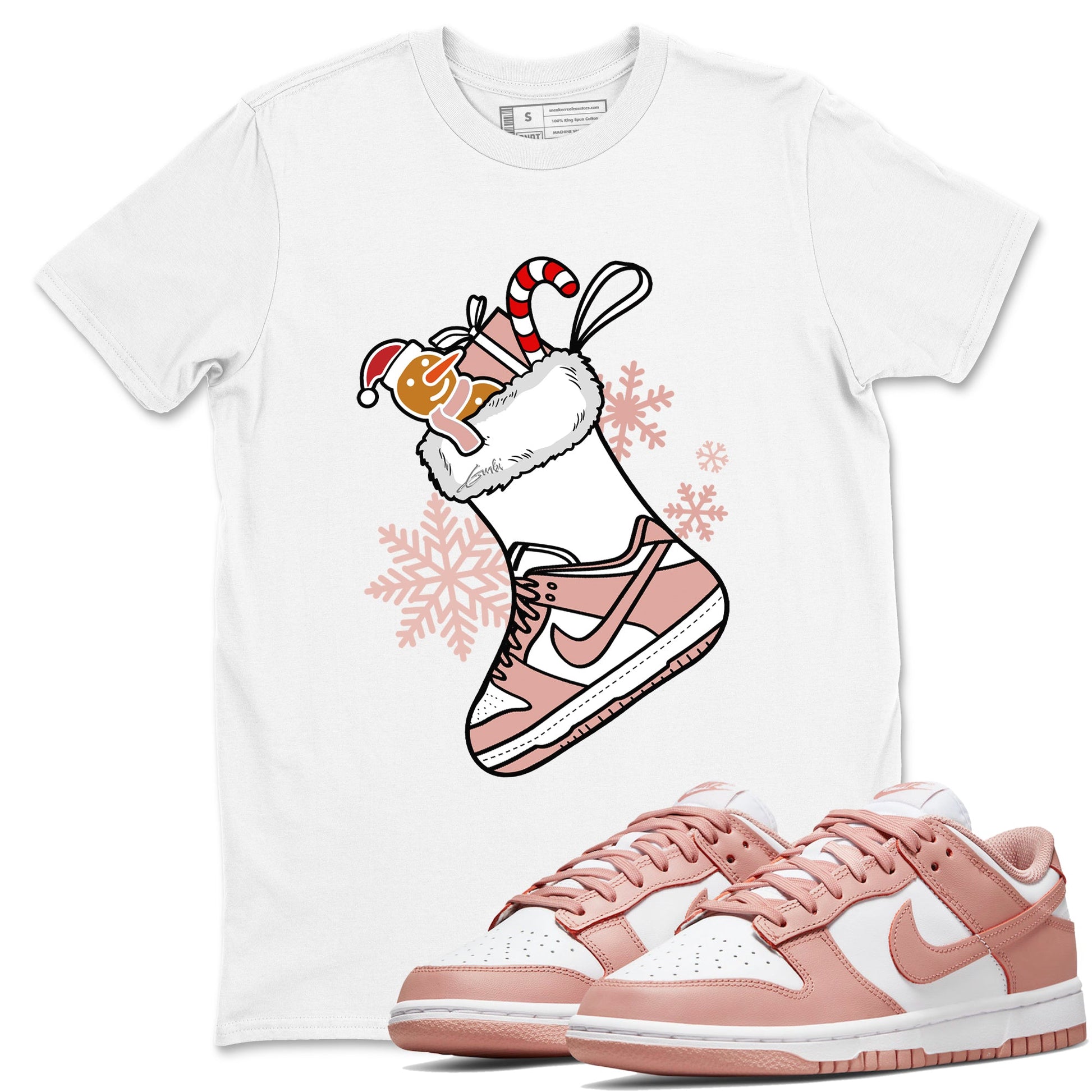 WMNS Dunk Rose Whisper shirts to match jordans Christmas Sneaker Stocking t shirts to match sneakers Dunk Rose Whisper match shoes to clothes SNRT Sneaker Tees unisex cotton White 1 shirts