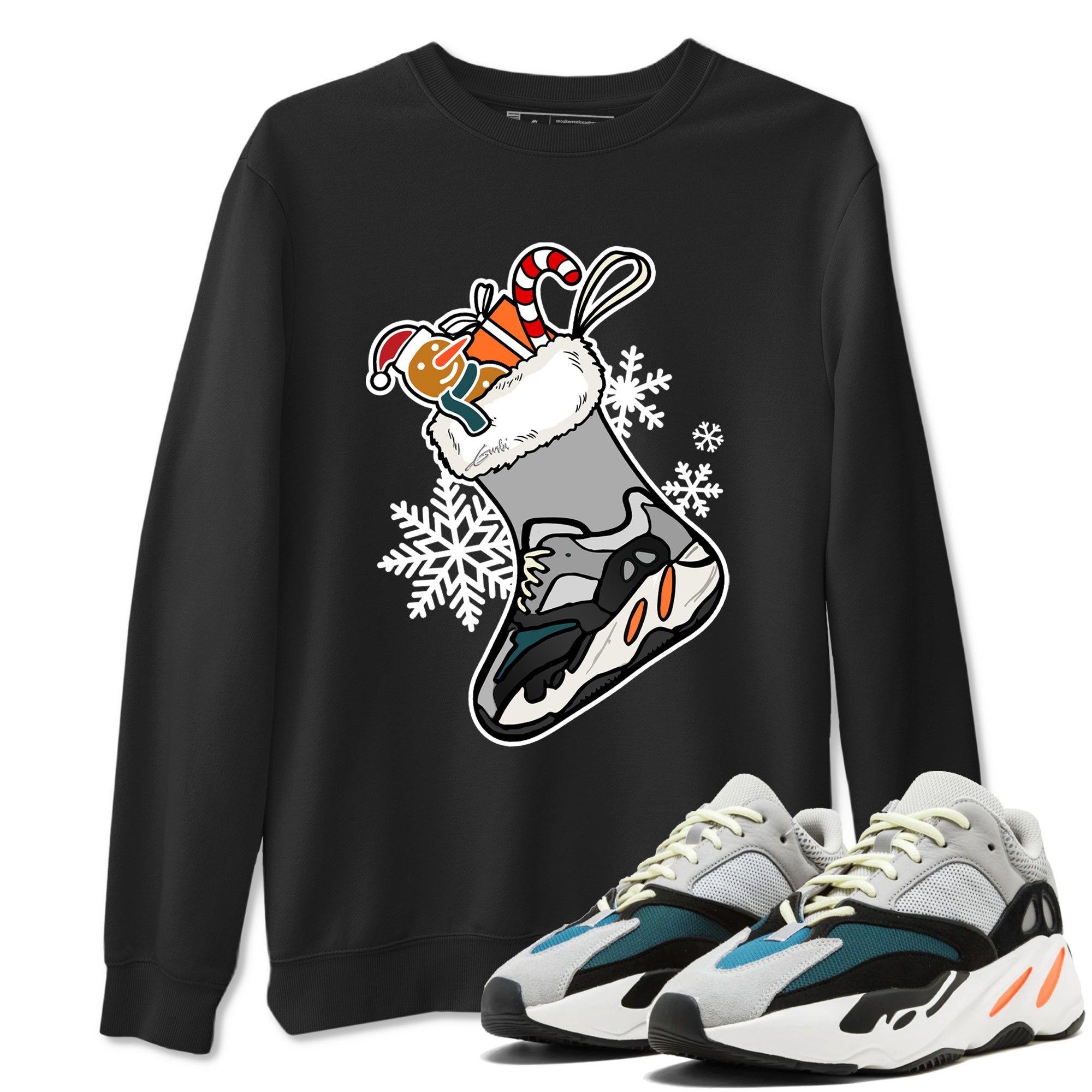 Yeezy Boost 700 Wave Runner shirts to match jordans Christmas Sneaker Stocking t shirts to match sneakers Yeezy 700 Wave Runner match shoes to clothes SNRT Sneaker Tees unisex cotton Black 1 shirts