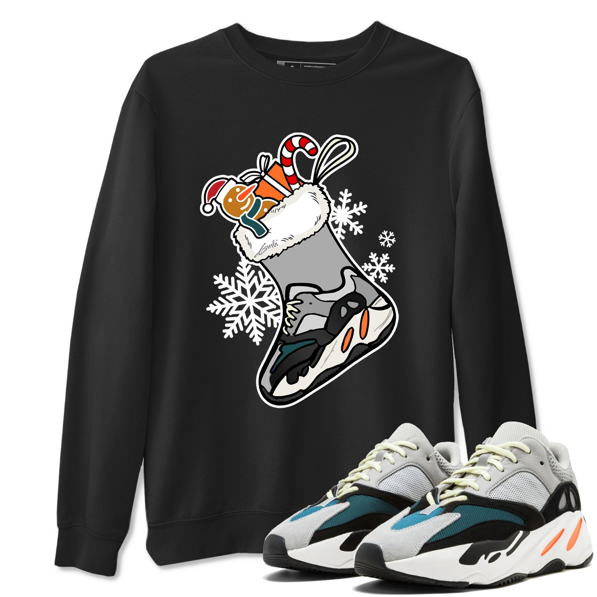 Yeezy Boost 700 Wave Runner shirts to match jordans Christmas Sneaker Stocking t shirts to match sneakers Yeezy 700 Wave Runner match shoes to clothes SNRT Sneaker Tees unisex cotton Black 1 shirts