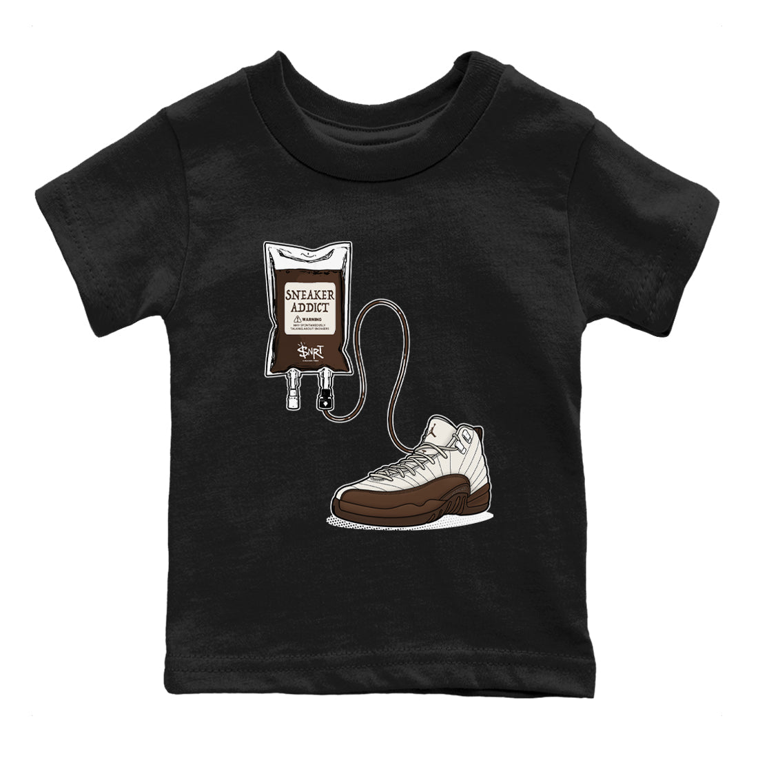 AJ12 Baroque Brown shirts to match jordans Sneaker Theraphy best t shirts to wear with jordans SoleFly x Jordan 12 Baroque Brown match shoes to clothes SNRT Sneaker Tees Youth Baby Black 2 tee