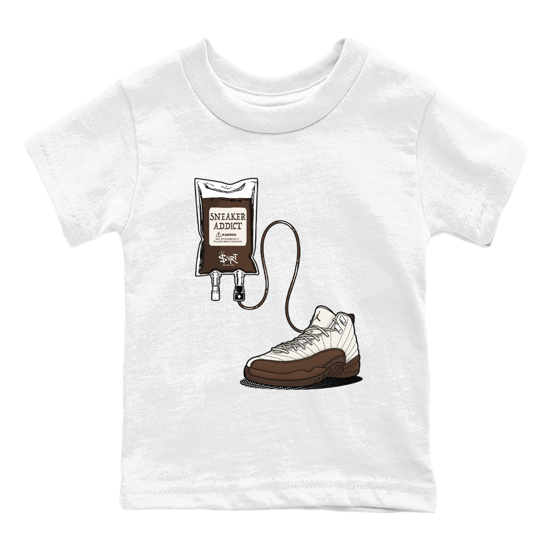 AJ12 Baroque Brown shirts to match jordans Sneaker Theraphy best t shirts to wear with jordans SoleFly x Jordan 12 Baroque Brown match shoes to clothes SNRT Sneaker Tees Youth Baby White 2 tee