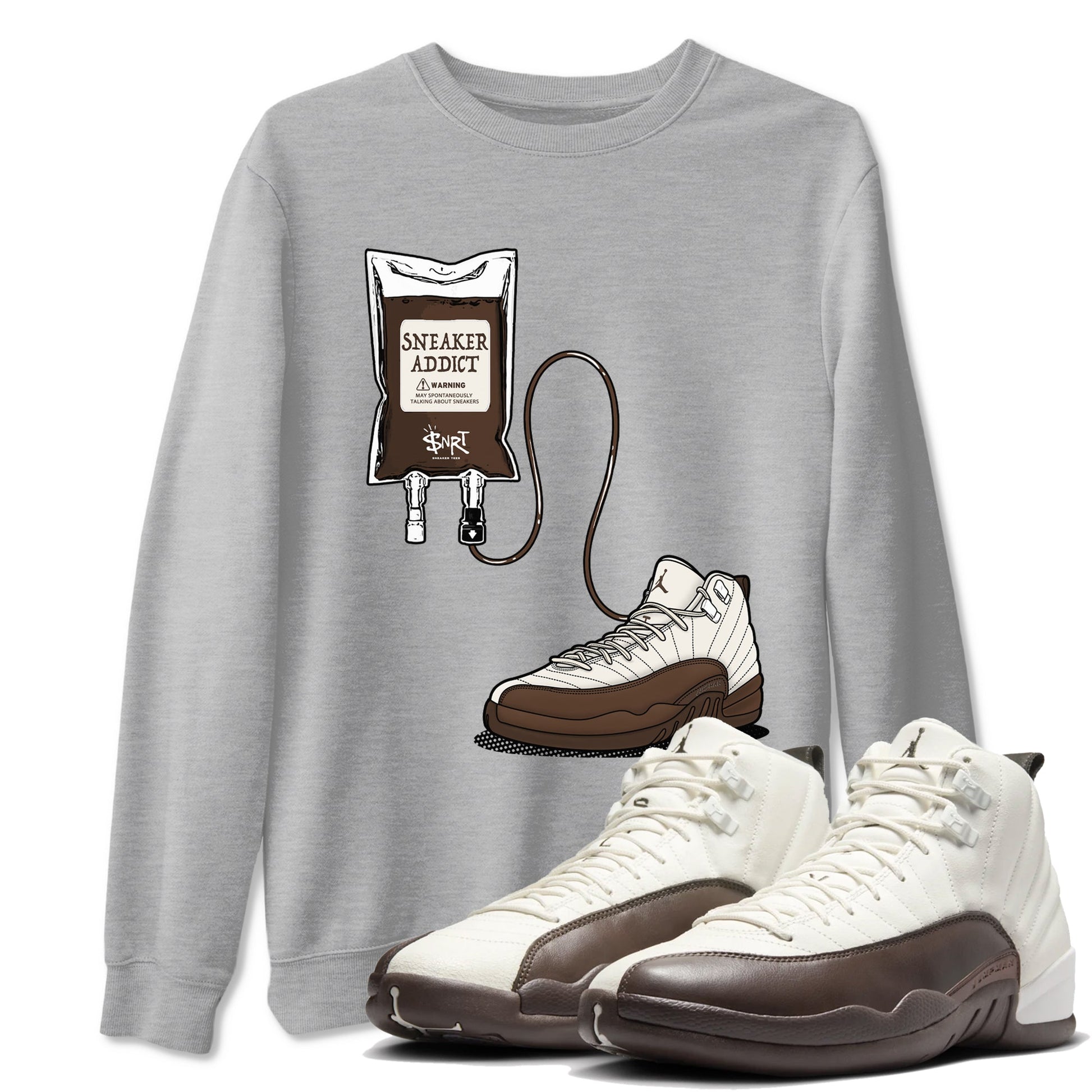 AJ12 Baroque Brown shirts to match jordans Sneaker Theraphy best t shirts to wear with jordans SoleFly x Jordan 12 Baroque Brown match shoes to clothes SNRT Sneaker Tees unisex cotton Heather Grey 1 shirts