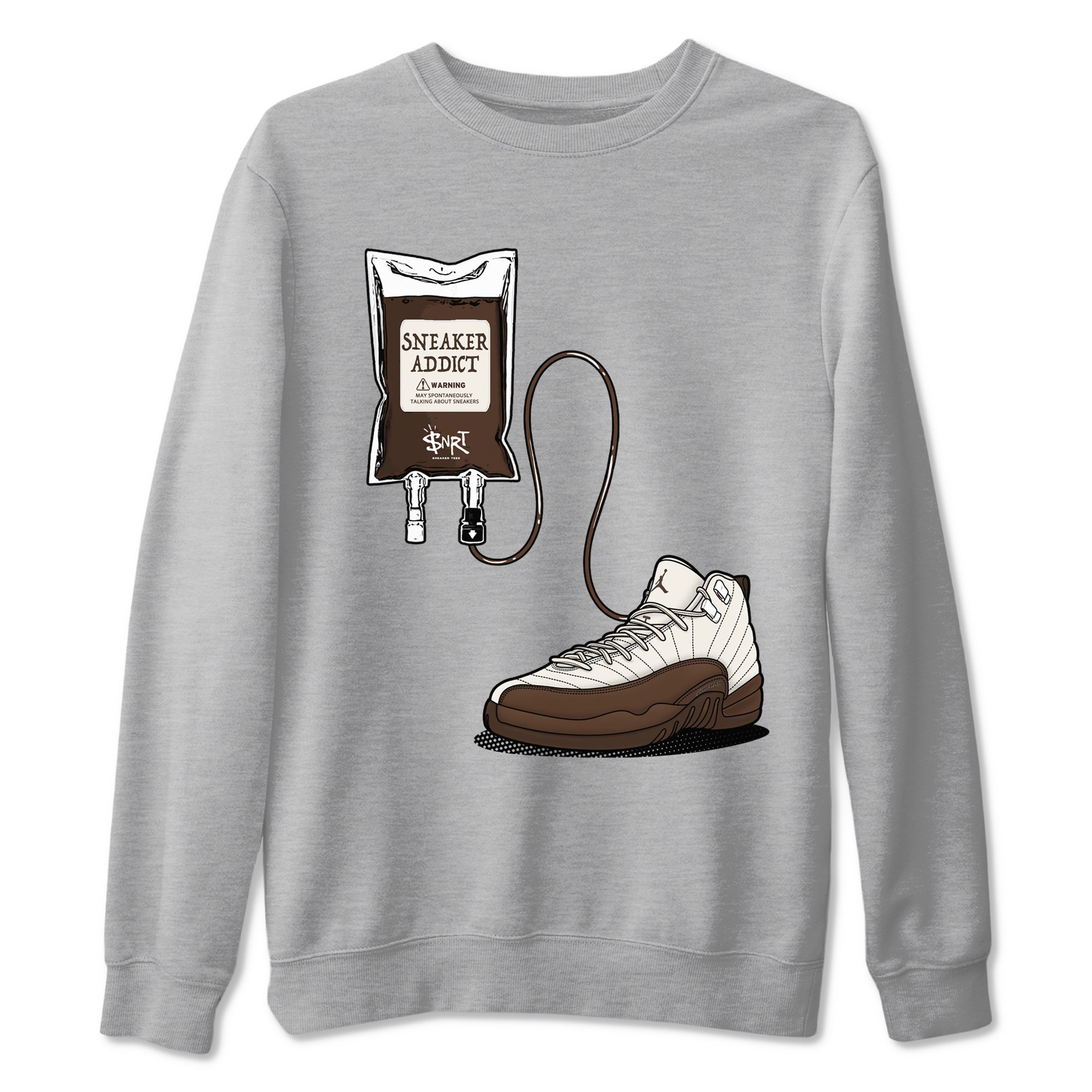 AJ12 Baroque Brown shirts to match jordans Sneaker Theraphy best t shirts to wear with jordans SoleFly x Jordan 12 Baroque Brown match shoes to clothes SNRT Sneaker Tees unisex cotton Heather Grey 2 shirts