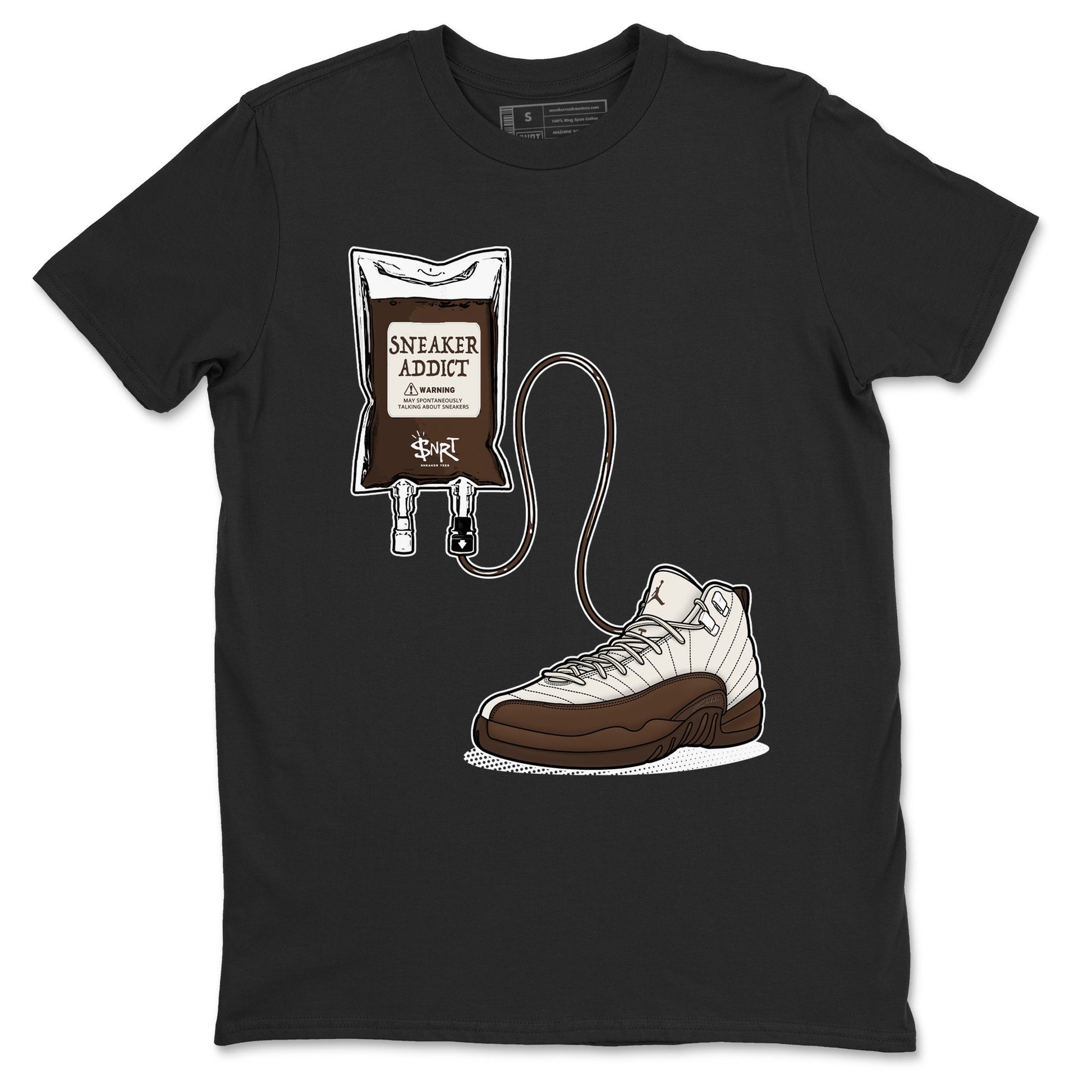 AJ12 Baroque Brown shirts to match jordans Sneaker Theraphy best t shirts to wear with jordans SoleFly x Jordan 12 Baroque Brown match shoes to clothes SNRT Sneaker Tees unisex cotton Black 2 shirts