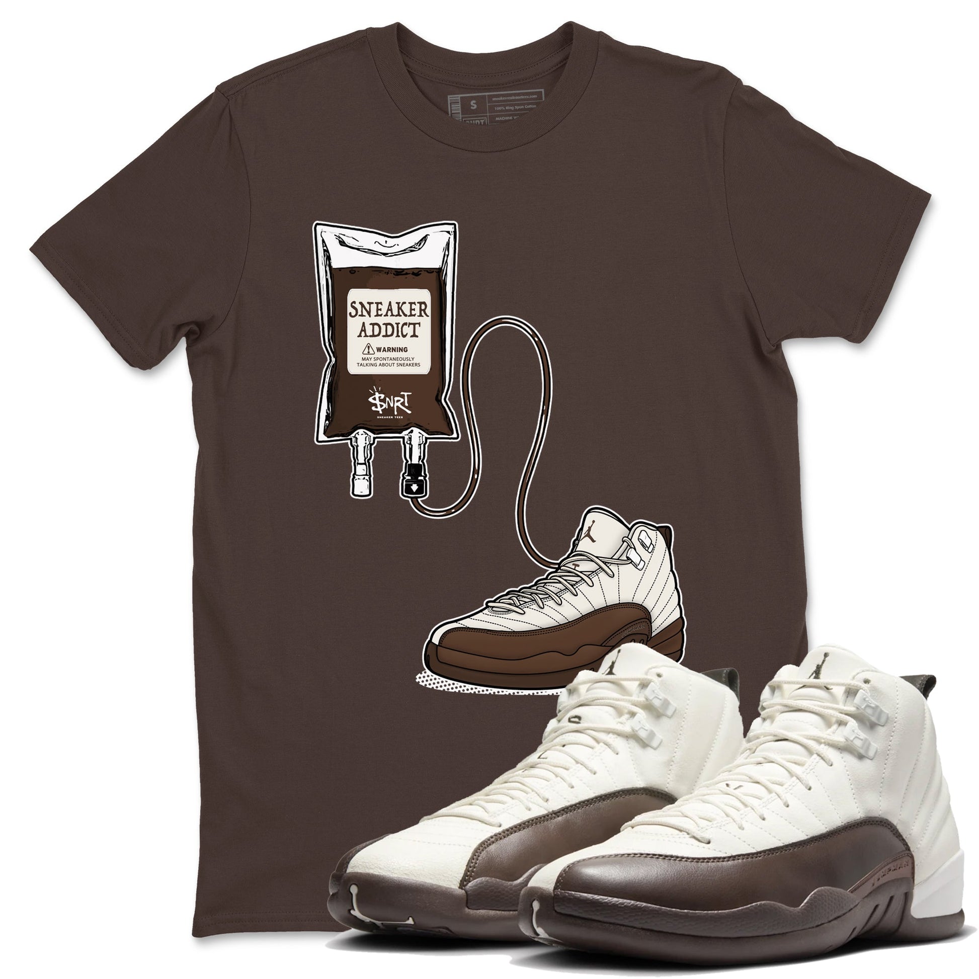 AJ12 Baroque Brown shirts to match jordans Sneaker Theraphy best t shirts to wear with jordans SoleFly x Jordan 12 Baroque Brown match shoes to clothes SNRT Sneaker Tees unisex cotton Dark Chocolate 1 shirts
