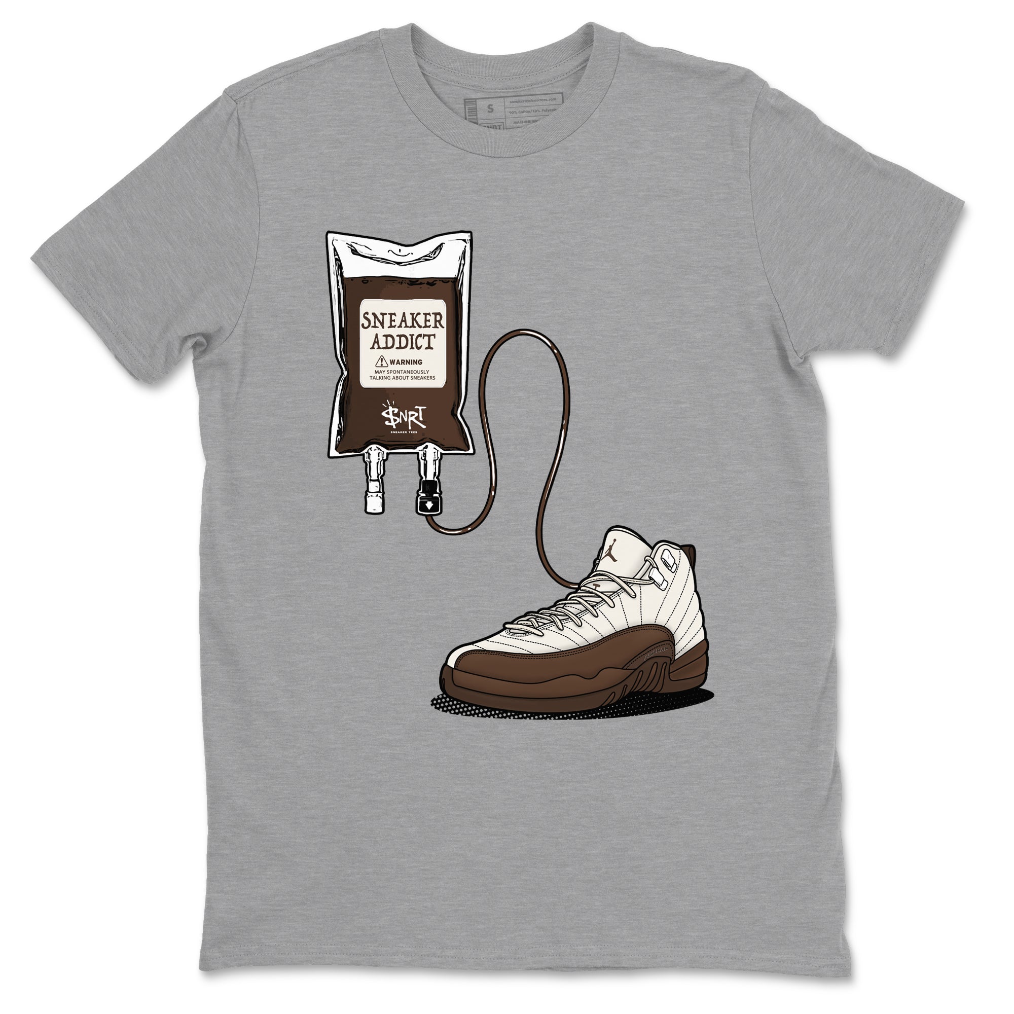 AJ12 Baroque Brown shirts to match jordans Sneaker Theraphy best t shirts to wear with jordans SoleFly x Jordan 12 Baroque Brown match shoes to clothes SNRT Sneaker Tees unisex cotton Heather Grey 2 shirts