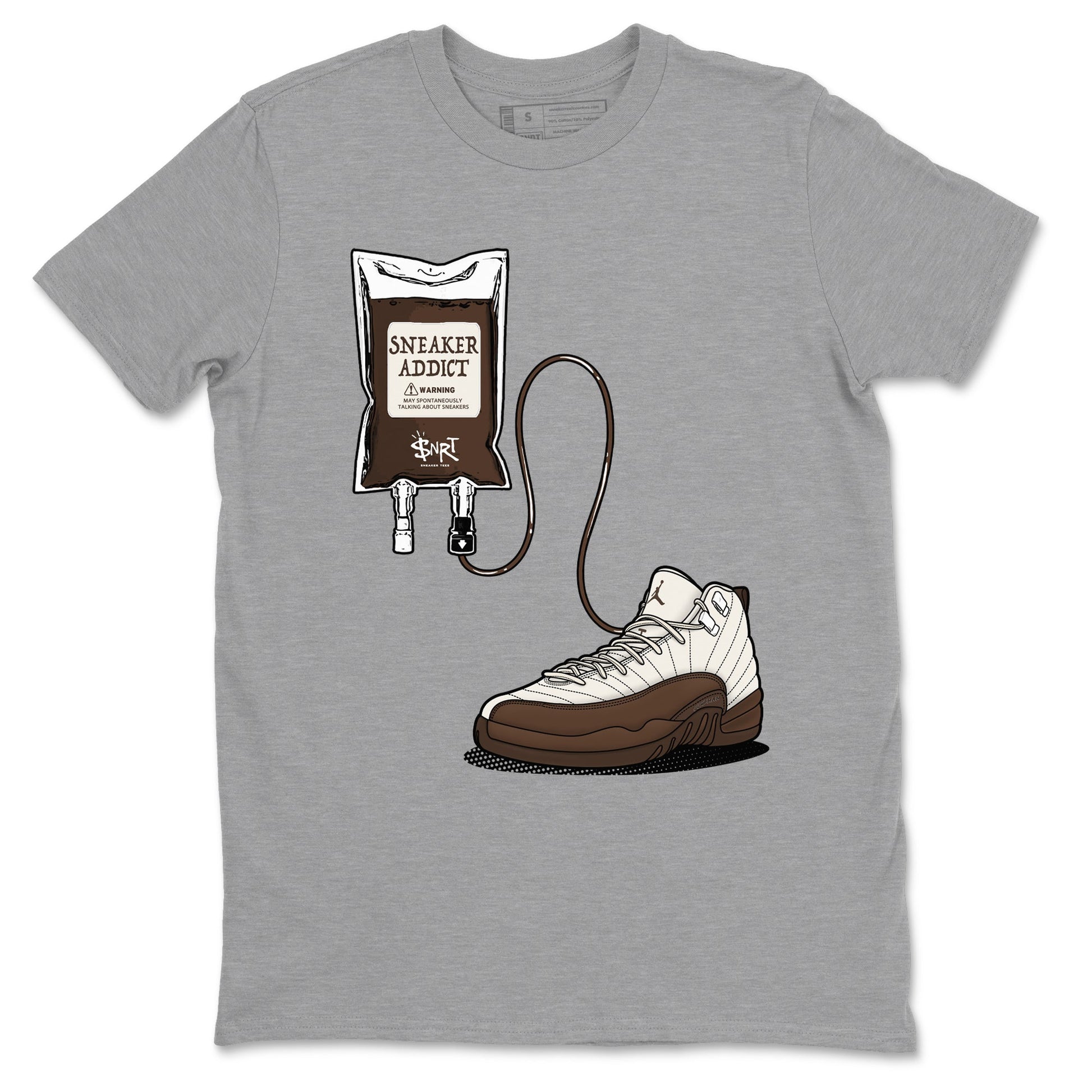 AJ12 Baroque Brown shirts to match jordans Sneaker Theraphy best t shirts to wear with jordans SoleFly x Jordan 12 Baroque Brown match shoes to clothes SNRT Sneaker Tees unisex cotton Heather Grey 2 shirts