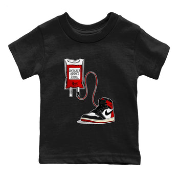 1s Black Toe Reimagined shirts to match jordans Sneaker Therapy sneaker match tees Air Jordan 1 Black Toe Reimagined SNRT Sneaker Release Tees Youth Baby Black 2 crew neck shirts