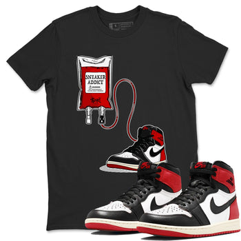 1s Black Toe Reimagined shirts to match jordans Sneaker Therapy sneaker match tees Air Jordan 1 Black Toe Reimagined SNRT Sneaker Release Tees unisex cotton Black 1 crew neck shirts