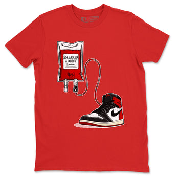 1s Black Toe Reimagined shirts to match jordans Sneaker Therapy sneaker match tees Air Jordan 1 Black Toe Reimagined SNRT Sneaker Release Tees unisex cotton Red 2 crew neck shirts