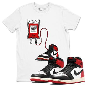 1s Black Toe Reimagined shirts to match jordans Sneaker Therapy sneaker match tees Air Jordan 1 Black Toe Reimagined SNRT Sneaker Release Tees unisex cotton White 1 crew neck shirts