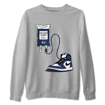 1s Midnight Navy shirts to match jordans Sneaker Therapy sneaker match tees Air Jordan 1 Midnight Navy match shoes to clothes SNRT Sneaker Tees unisex cotton Heather Grey 2 shirts