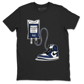 1s Midnight Navy shirts to match jordans Sneaker Therapy sneaker match tees Air Jordan 1 Midnight Navy match shoes to clothes SNRT Sneaker Tees unisex cotton Black 2 shirts