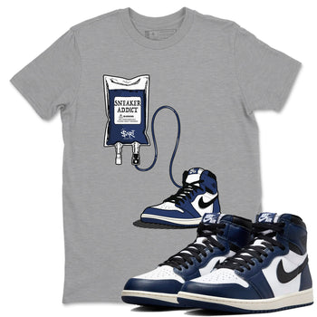 1s Midnight Navy shirts to match jordans Sneaker Therapy sneaker match tees Air Jordan 1 Midnight Navy match shoes to clothes SNRT Sneaker Tees unisex cotton Heather Grey 1 shirts