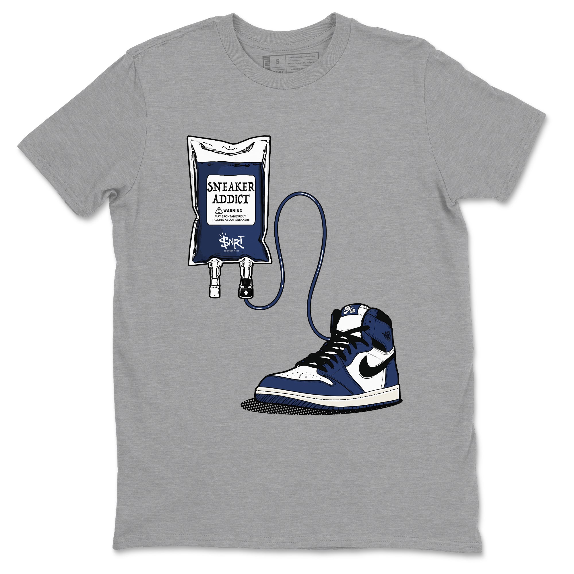 1s Midnight Navy shirts to match jordans Sneaker Therapy sneaker match tees Air Jordan 1 Midnight Navy match shoes to clothes SNRT Sneaker Tees unisex cotton Heather Grey 2 shirts