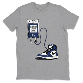 1s Midnight Navy shirts to match jordans Sneaker Therapy sneaker match tees Air Jordan 1 Midnight Navy match shoes to clothes SNRT Sneaker Tees unisex cotton Heather Grey 2 shirts