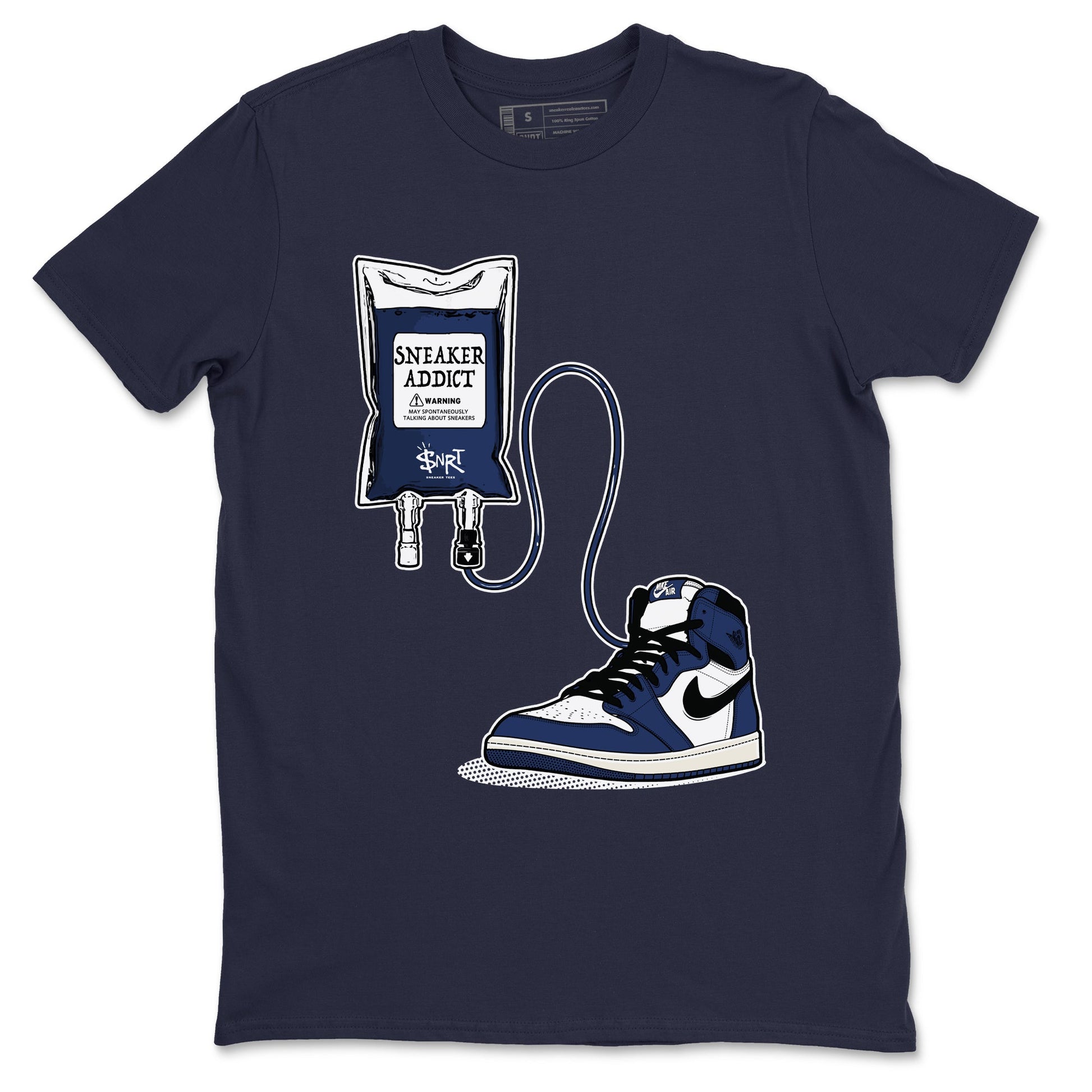1s Midnight Navy shirts to match jordans Sneaker Therapy sneaker match tees Air Jordan 1 Midnight Navy match shoes to clothes SNRT Sneaker Tees unisex cotton Navy 2 shirts