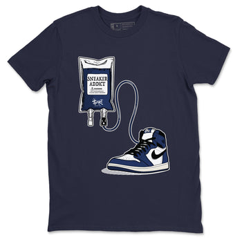 1s Midnight Navy shirts to match jordans Sneaker Therapy sneaker match tees Air Jordan 1 Midnight Navy match shoes to clothes SNRT Sneaker Tees unisex cotton Navy 2 shirts