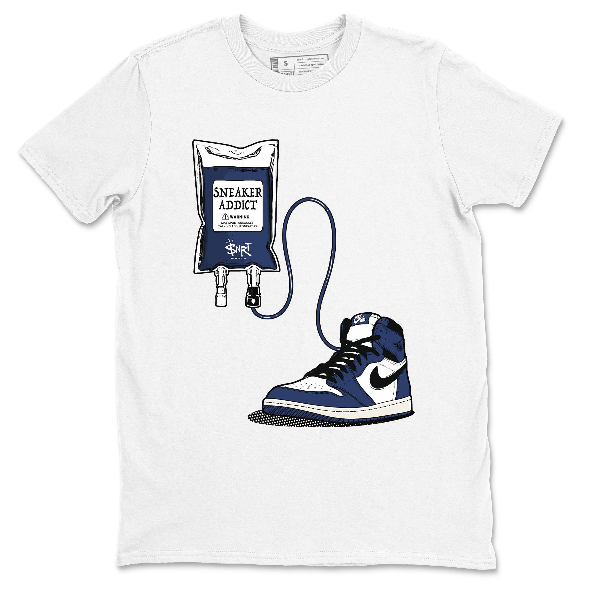1s Midnight Navy shirts to match jordans Sneaker Therapy sneaker match tees Air Jordan 1 Midnight Navy match shoes to clothes SNRT Sneaker Tees unisex cotton White 2 shirts