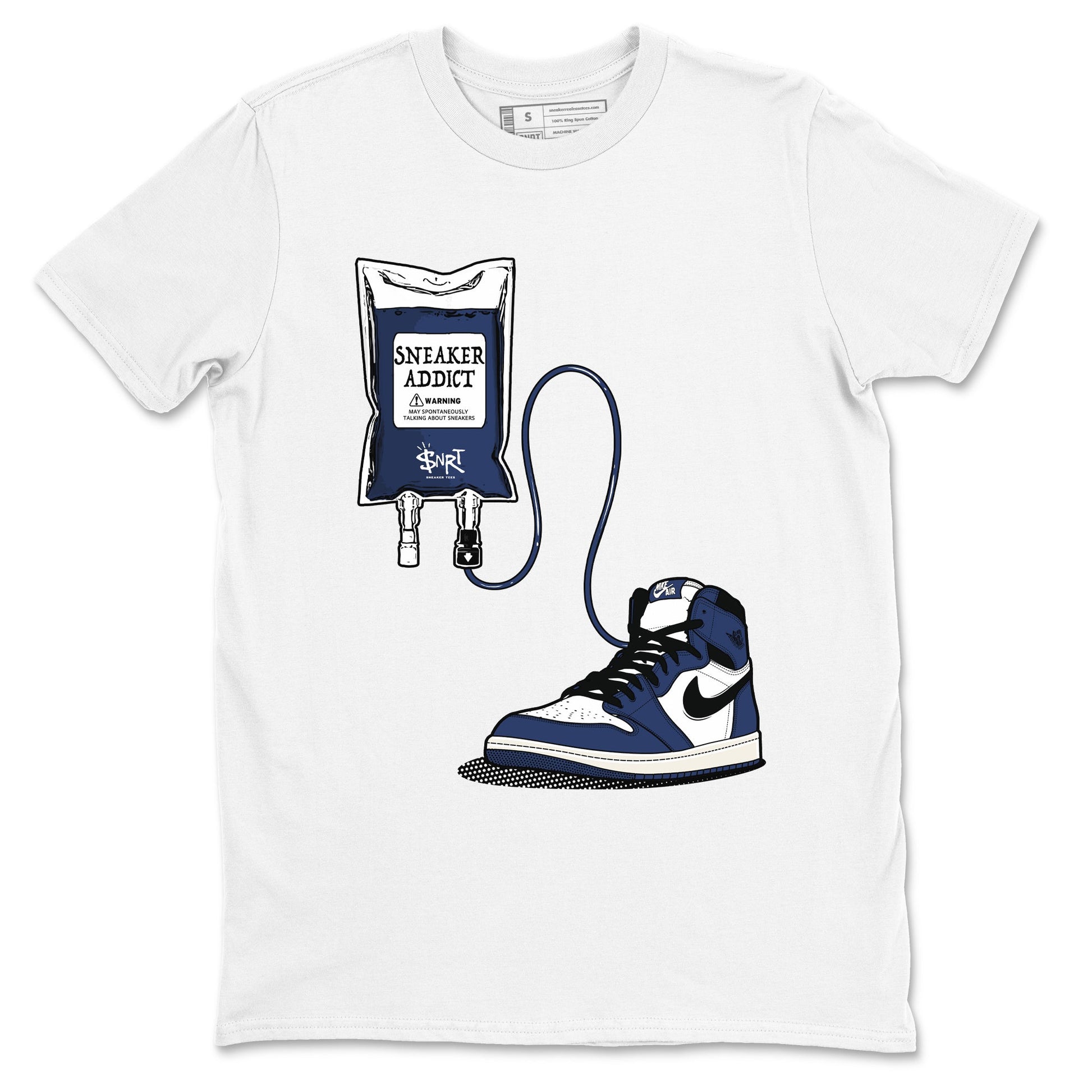1s Midnight Navy shirts to match jordans Sneaker Therapy sneaker match tees Air Jordan 1 Midnight Navy match shoes to clothes SNRT Sneaker Tees unisex cotton White 2 shirts